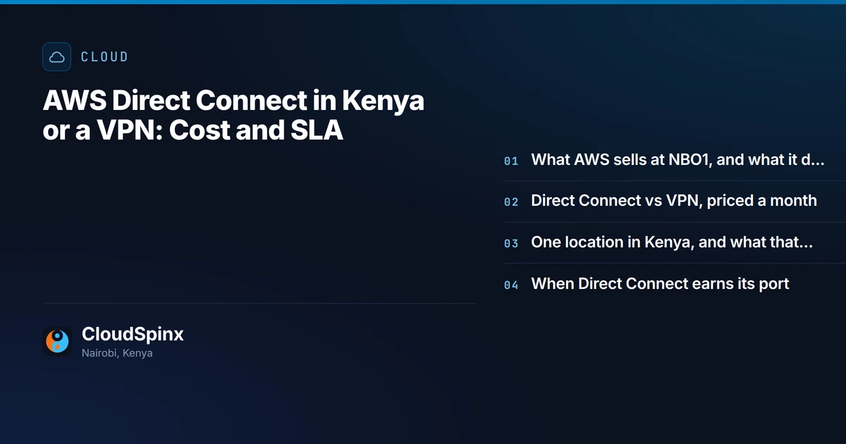 AWS Direct Connect in Kenya or a VPN: Cost and SLA