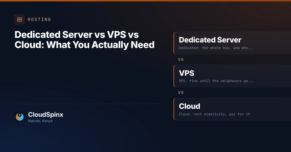 Dedicated Server vs VPS vs Cloud: What You Actually Need