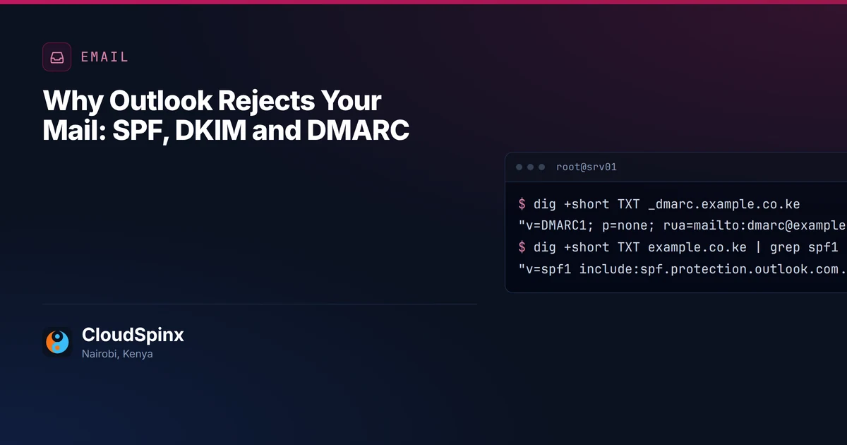 Why Outlook Rejects Your Mail: SPF, DKIM and DMARC