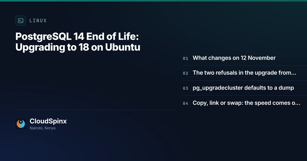PostgreSQL 14 End of Life: Upgrading to 18 on Ubuntu