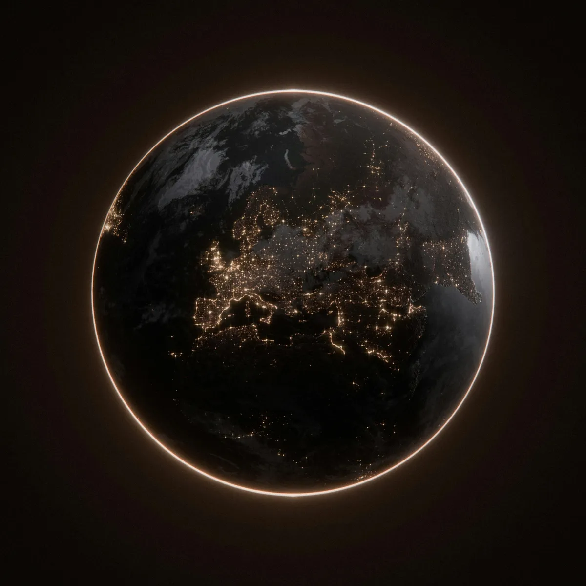 Earth at night from space, glowing city lights marking the hubs a server has to reach